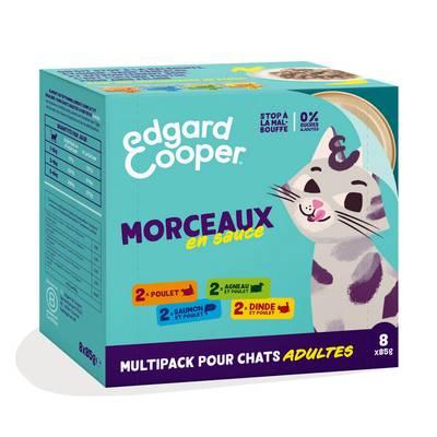 Edgard Cooper - Boîtes Morceaux en Sauce 4 variétés sans céréales pour chat Adulte