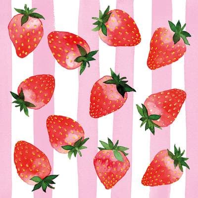Paperproducts Design Serviette en papier Fraises & Stripes, 20 serviettes de 33 x 33 cm