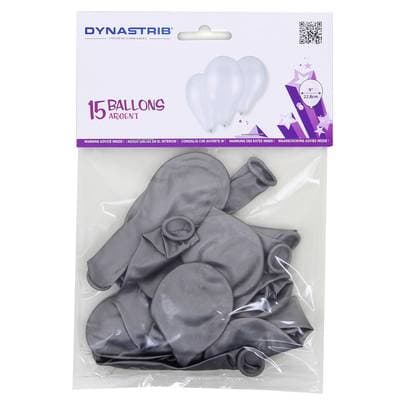 Dyna Party Ballons Prestige Argent, 15 ballons