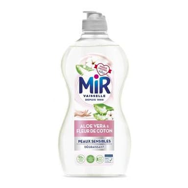 Mir Liquide vaisselle Concentré Hypoallergénique Aloe Vera et Fleurs de Coton, 450ml