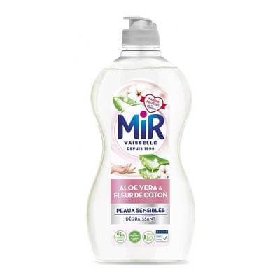 Mir Liquide vaisselle Concentré Hypoallergénique Aloe Vera et Fleurs de Coton, 450ml