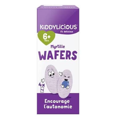 Kiddylicious Gaufrettes Myrtille Bébé dès 6 mois, 8g
