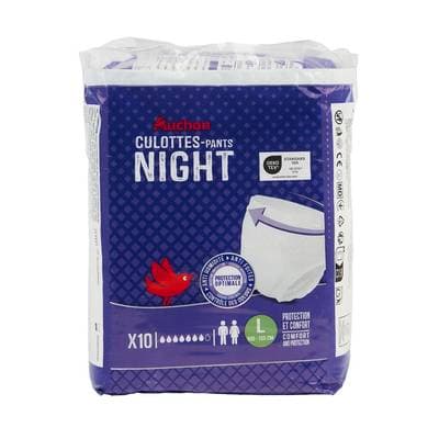 Auchan Culotte incontinence nuit L, 10 culottes