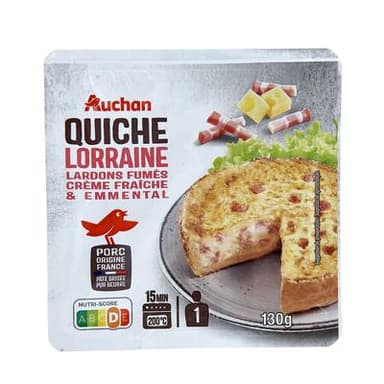 Auchan Quiche Lorraine aux Lardons et Emmental, 130g