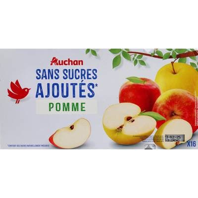 Auchan Pomme sans sucres ajoutés, 16x100g
