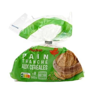 Auchan Pain de Table aux Céréales, 8 tranches - 500g