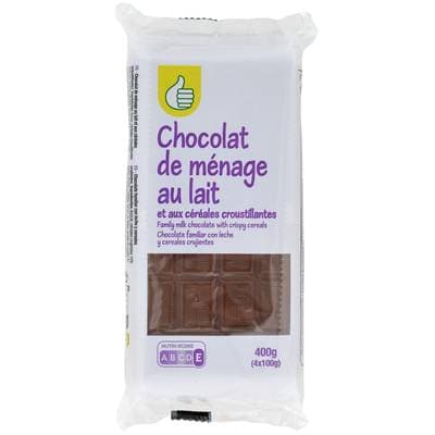Pouce Tablette de chocolat au lait et céréales croustillantes, 4x100g