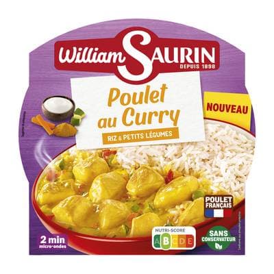 William Saurin Poulet au curry Riz & petits légumes en barquette individuelle micro-ondable, 300g
