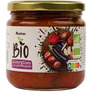 Auchan BIO Aubergines à la provençale Bio en bocal, 400g