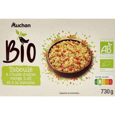 Auchan BIO Taboulé Huile d'Olive Vierge Extra et Menthe, 730g