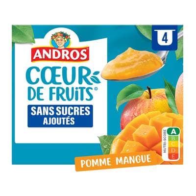 Andros Pomme, mangue sans sucres ajoutés, 4x97g