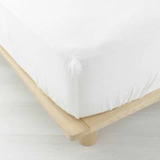 Douceur D Interieur Drap housse 2 personnes 160x200cm gaz blanc, 160 x 220 cm