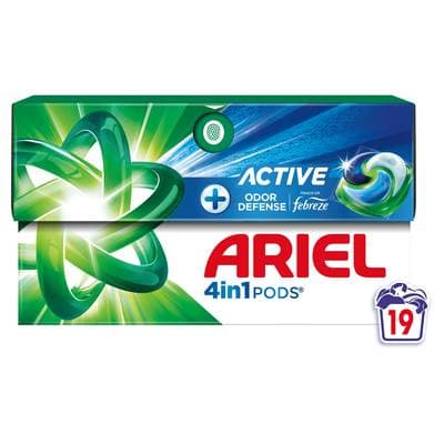 Ariel Lessive capsules protection active contre les odeurs, 19 capsules