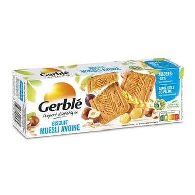 Gerblé Teneur Réduite 20 Biscuits Muesli Avoine - 52% de sucres en moins, 290g