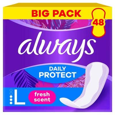 Always Protège-Slips Long Avec un parfum frais, 48 protège slips