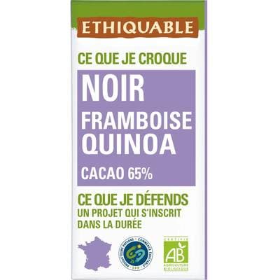 Ethiquable - Commerce Equitable Chocolat noir Framboise Quinoa Bio, 100g