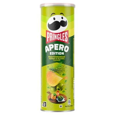 Pringles Chips Tuiles Apero Saveur Herbes Méditerranéennes et Olives, 165g
