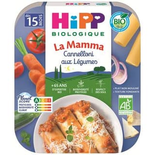 Hipp - La Mamma Cannelloni aux Légumes Bio Plat Bébé Dès 15 mois, 250g