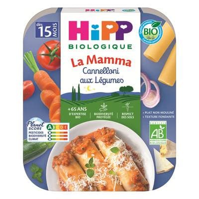 Hipp - La Mamma Cannelloni aux Légumes Bio Plat Bébé Dès 15 mois, 250g