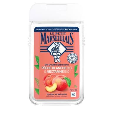 Le Petit Marseillais Gel Douche Extra Doux Pêche Blanche BIO & Nectarine BIO, 250ml