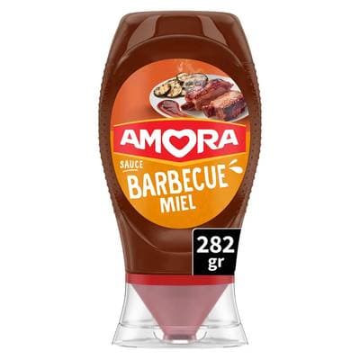 Amora Sauce barbecue miel en flacon souple Squeeze Top Down, 282g