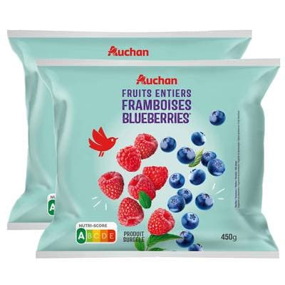 Auchan Framboise et myrtille, Lot de 2x450g