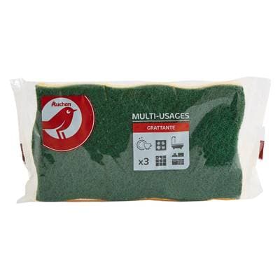 Auchan Eponges grattantes multi-usages, 3 éponges