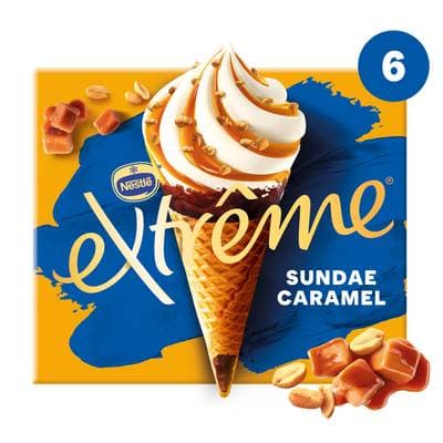 Extrême Cônes glacés sundae caramel, 6 cônes - 438g
