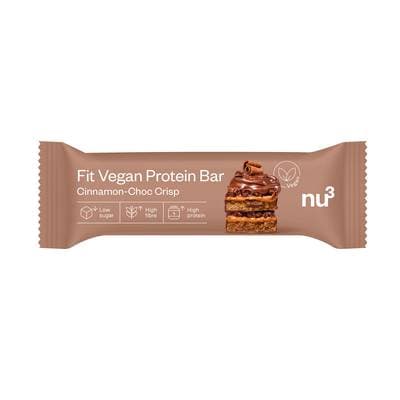 NU3 Barre Protéinée Vegan Chocolat Canelle- Fit Vegan Protéine Bar, 50g