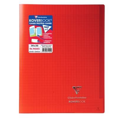 Clairefontaine Cahier Kover Book 24 x 32 cm grands carreaux rouge translucide, 96  pages