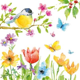 Paperproducts Design Serviettes en papier Spring Bird, 20 serviettes de 33 x 33 cm