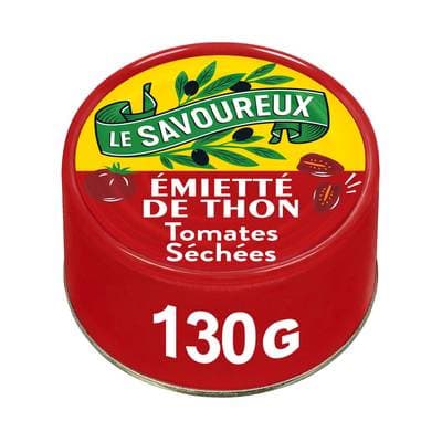 Le Savoureux Emietté de thon et tomates séchées en conserve, 130g