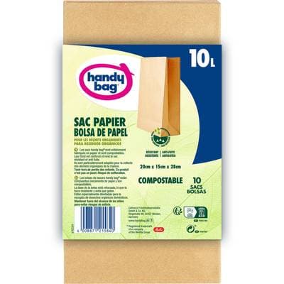 Handy Bag Sac Poubelle Compostable 10L, 10 sacs compostables
