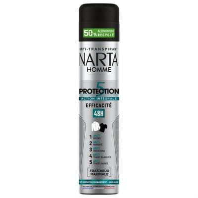 Narta Homme Déodorant Homme Protection 5 Actions Intégrale 48H, 200ml