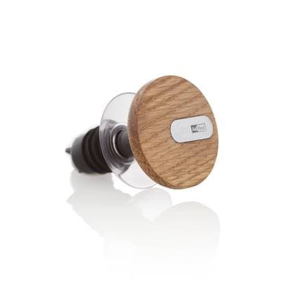 Adhoc Bouchon et bec verseur en chêne et inox, 1 pièce
