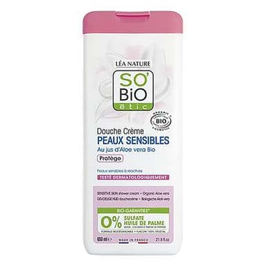 So'Bio Crème douche Peaux Sensibles Aloe Vera Bio, 650ml