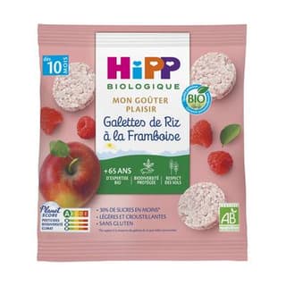 Hipp - Mon Goûter Plaisir Galettes de Riz à la Framboise Bio  Bébé Dès 10 mois, 30g