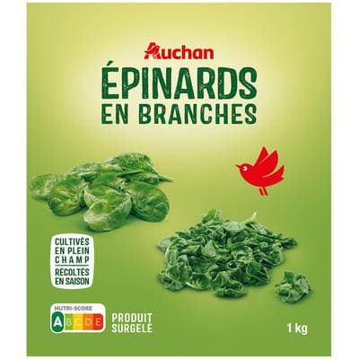 Auchan Epinards en branches, 1kg