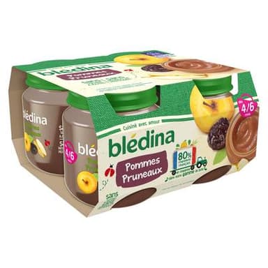 Blédina Pommes Pruneaux Pot Bébé Dès 4 mois, 4x130g