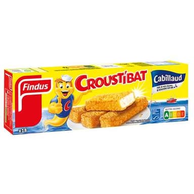 Findus 18 bâtonnets panés de cabillaud MSC Croustibat, 450g