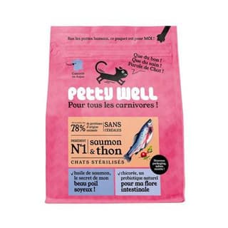 Petty Well Croquettes Saumon et Thon Sans Céréales pour Chat, 1kg