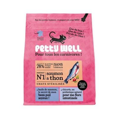Petty Well Croquettes Saumon et Thon Sans Céréales pour Chat, 1kg