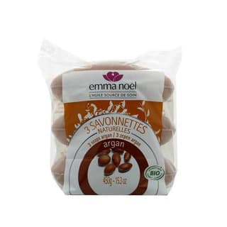 Emma Noel Savonnettes naturelles Argan Cosmébio, 3x150g
