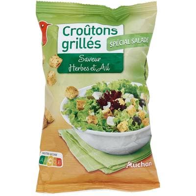 Auchan Croûtons grillés saveur herbes et ail Spécial salade, 60g