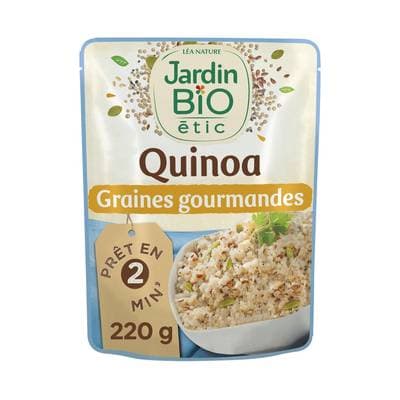 Jardin Bio Etic Quinoa graines gourmandes bio sans gluten en sachet micro-ondable, 220g
