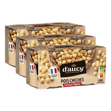 D'aucy Pois Chiches, Lot de 3 - 2x130g