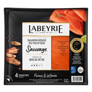 Labeyrie Saumon Sauvage Fumé Rouge du Pacifique, 4 tranches - 110g