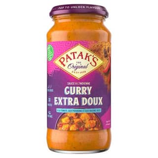 Patak's Original Sauce curry extra doux tomate poivrons rouges raisins secs en bocal, 450g
