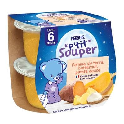 Nestlé - P'tit Souper Pommes de terre, butternut, patate douce bol bébé dès 6 mois, 400g