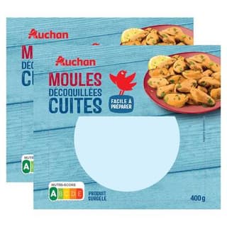 Auchan Moules décoquillées cuites, Lot de 2x400g